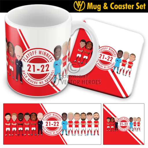 Nottingham Forest Championship Play Off Winners 2022 Printed Mug & Coaster Set Nottingham - DESIGN1
