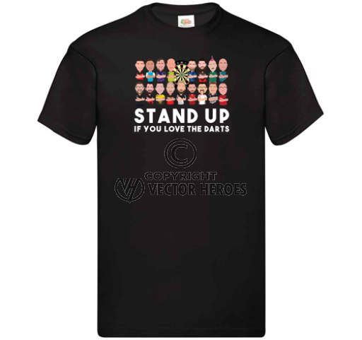 Darts Stand Up If You Love The Darts Vector Heroes Black T-Shirt