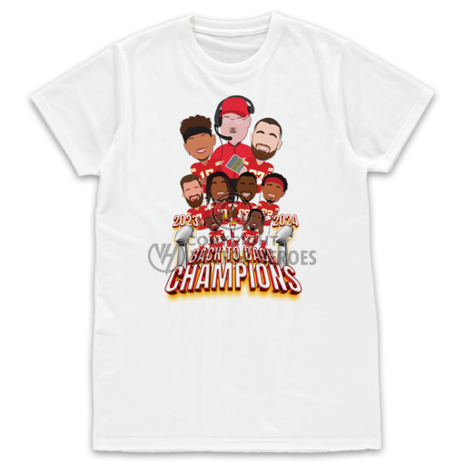 Chiefs Back To Back Champions 2023 & 2024  White T-Shirt