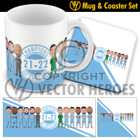 Man City Players Mug & Coaster Set Champions 2022