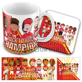 Chiefs Back To Back Champions 2023 & 2024 Mug & Coaster Set 
