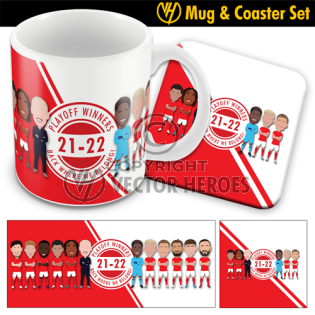 Spurs Vector Heroes Printed Mug & Coaster Set Kane Mourinho Son etc Xmas Gift 
